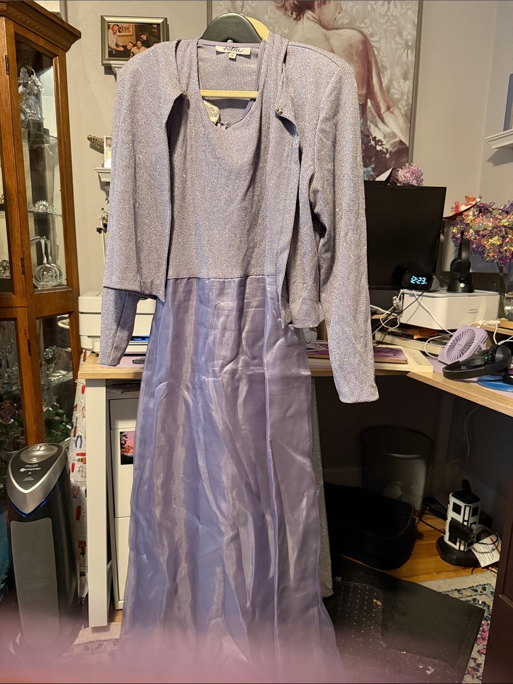 Petra Fashions Lavender Shimmer Maxi Dress with Matching Jacket